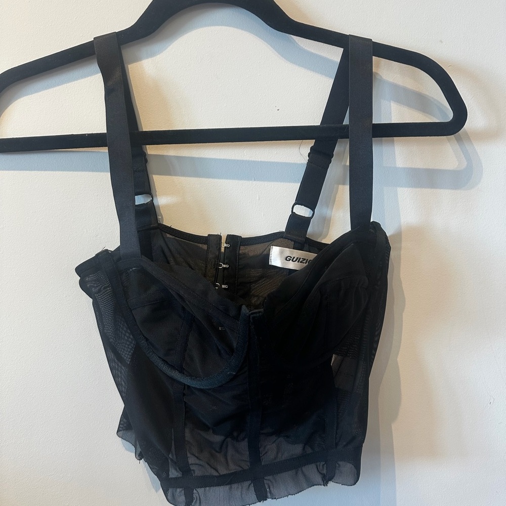 Danielle Guizio Black Sheer Bustier